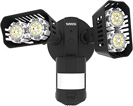 SANSI LED Strahler mit Bewegungsmelder Außen, 1800LM LED Außenleuchte mit verstellbaren 2 Köpfe, 5000K Superhell Sicherheitslicht, IP65 Wasserdicht Beleuchtung für Garage, Garten, Schwarz