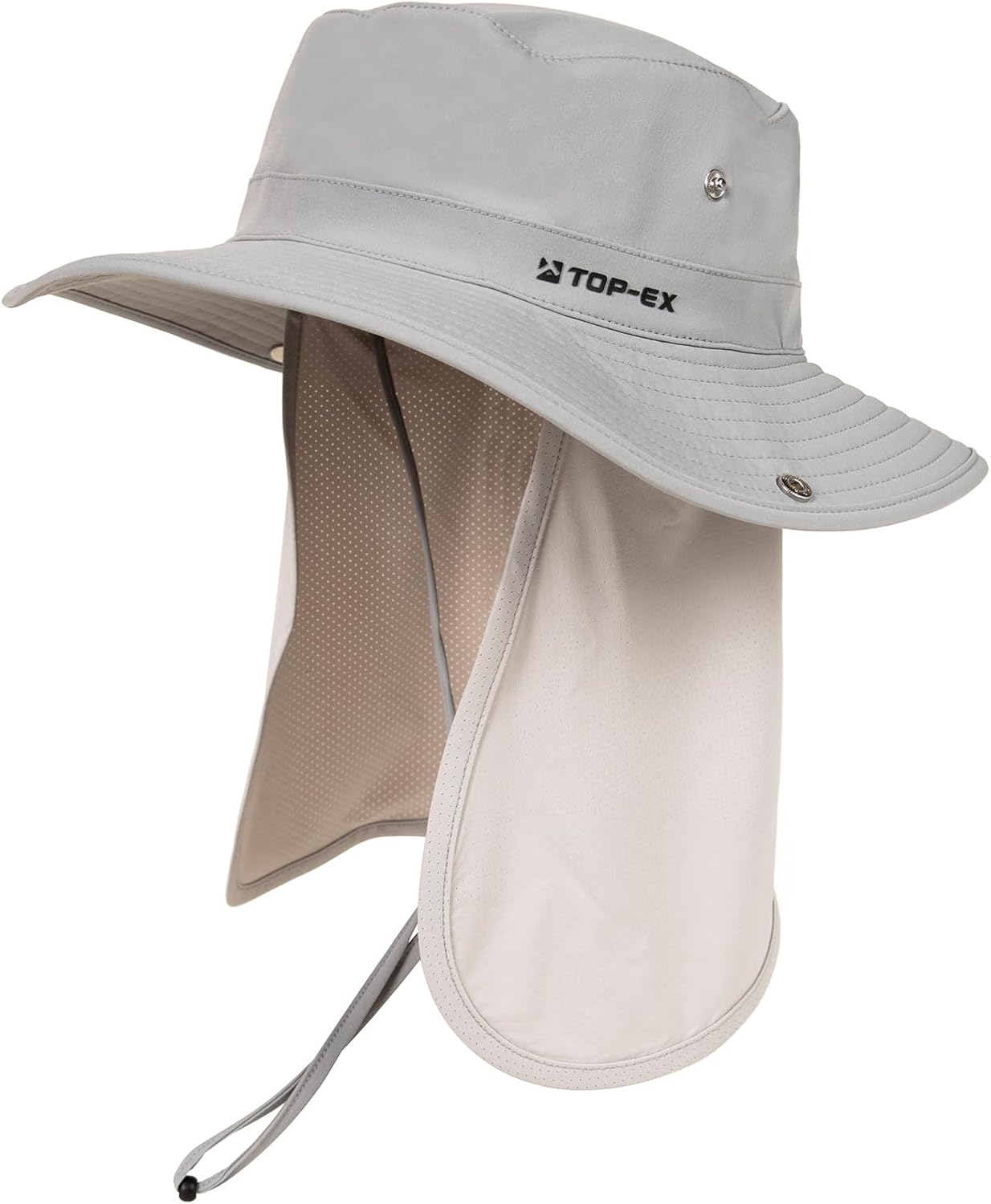 TOP-EX UVCoolix™ Cooling Sun Hat with Detachable Neck Flap Unisex UPF 50 Wide Brim Bucket Hat for Hiking, Fishing & Big Head