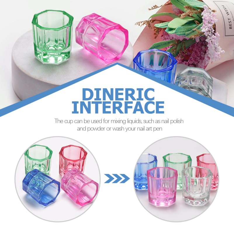 8 Pack Nail Dappen Cups Crystal Glass Manicure Mixing Bowls with Stable Base for Nail Art Liquid Powder Acrylic Salon Accessories