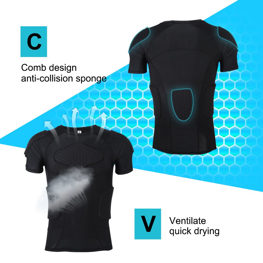Cyrank Équipement de Protection de Football, Chemise de Compression rembourrée pour Homme, Gilet d'entraînement, Pantalon, Chemises de Sport Anti-Collision, Short pour Basket-Ball