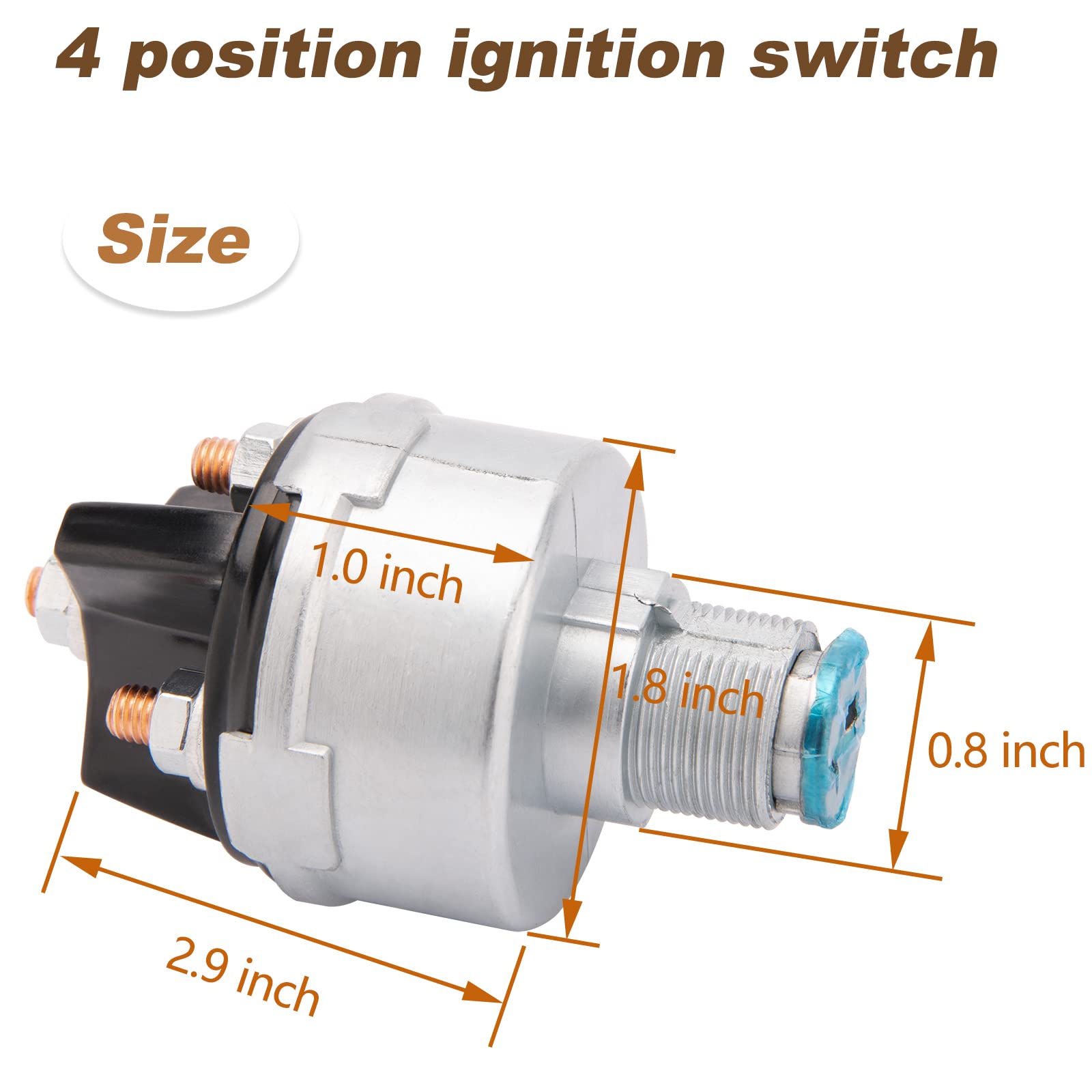 UNIVERSAL CAR MOTORBIKE IGNITION SWITCH 2 KEYS 12V 4 POSITION ON/OFF START ACC E