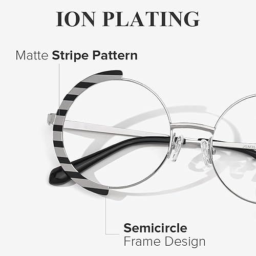 Miniatura 4 de Zeelool Marco de gafas redondas de metal vintage para mujer con lente transparente sin receta ZJGM351423