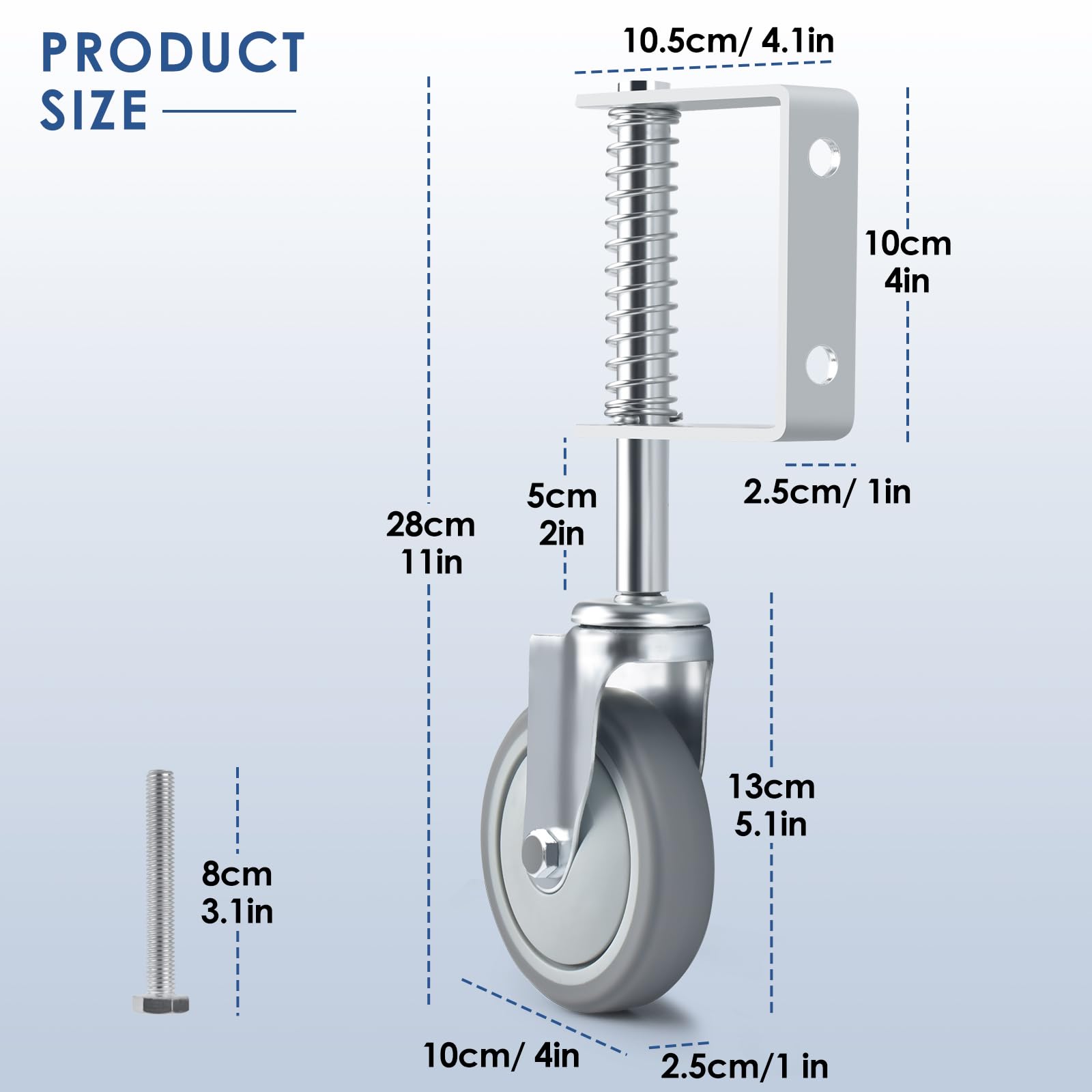 ERKOON 2 Packs Heavy Duty Gate Wheel Spring-Loaded Gate Casters, 4 Inch - View #11