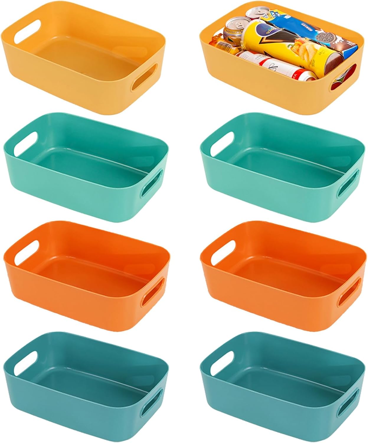 Plastic Storage Baskets 8 Pack, Small Pantry Baskets for
