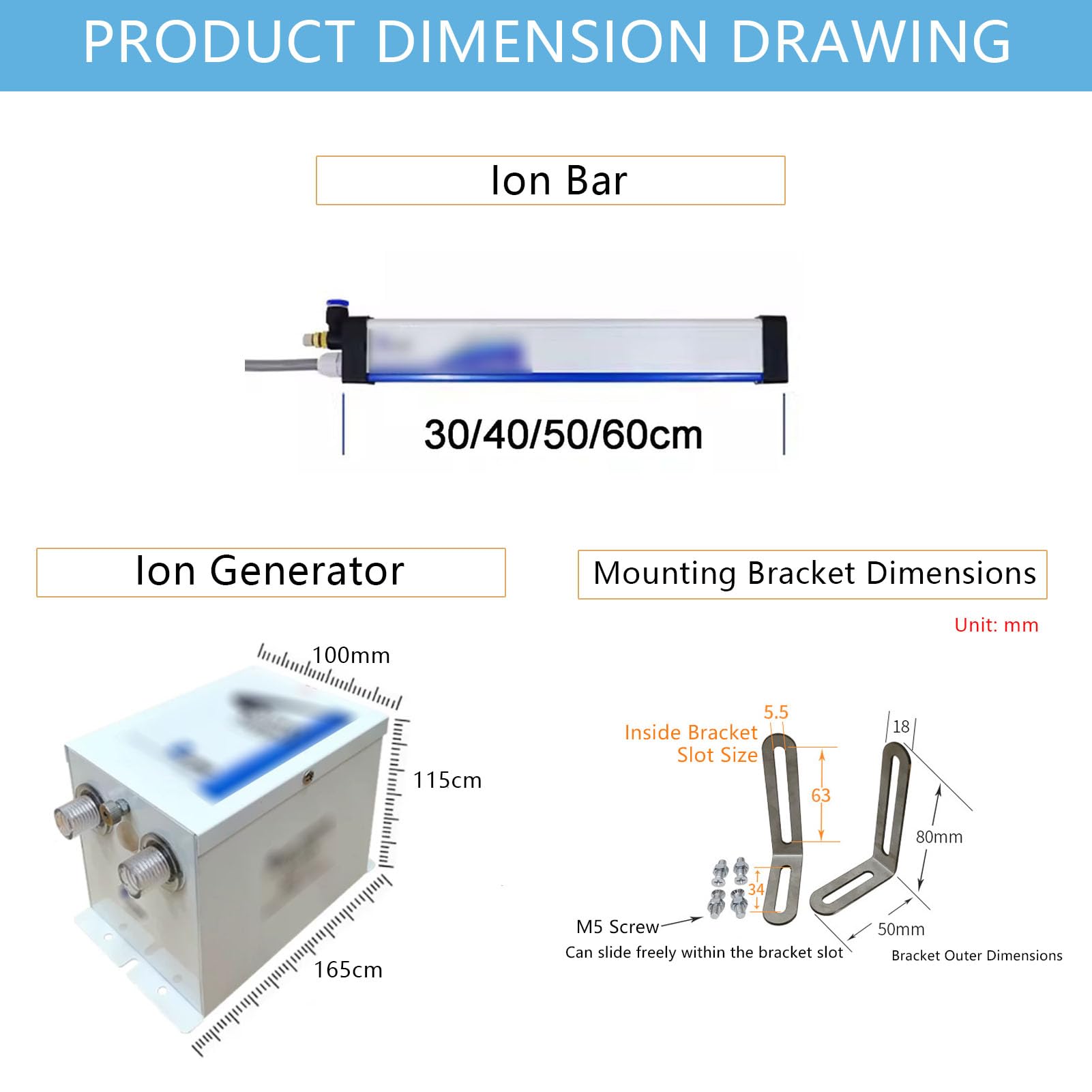 Antistatische Ionisierungsstange, Zwei Reihen von Luftauslässen, 7 kV Hochspannungsgenerator, Druck 0,4-0,8 MPa für die Industrieverpackung