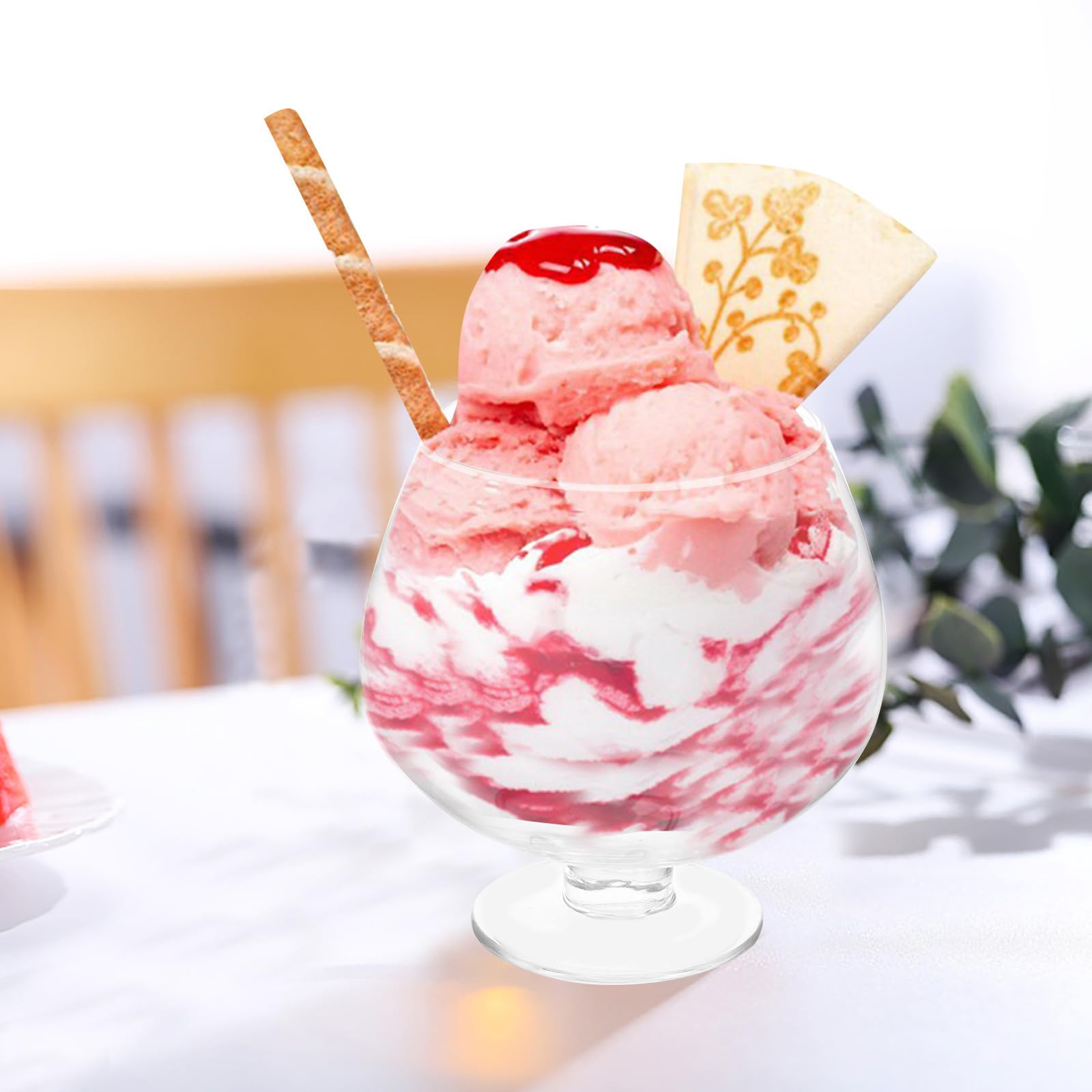 MAGICLULU Coppa di Gelato in Vetro Grande 1500ml Design Raffinato e Capiente Bicchiere da Dessert Gambo Resistente e Adatto al Frigorifero
