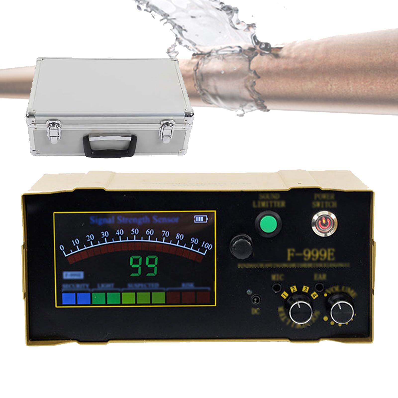 Rilevatore Di Perdite Di Acqua Sotterranea Professionale, Monitoraggio Delle Perdite Del Tubo Dell'Acqua Con Regolabile 200Hz-3000Hz, Per Rilevamento Delle Perdite D'Acqua