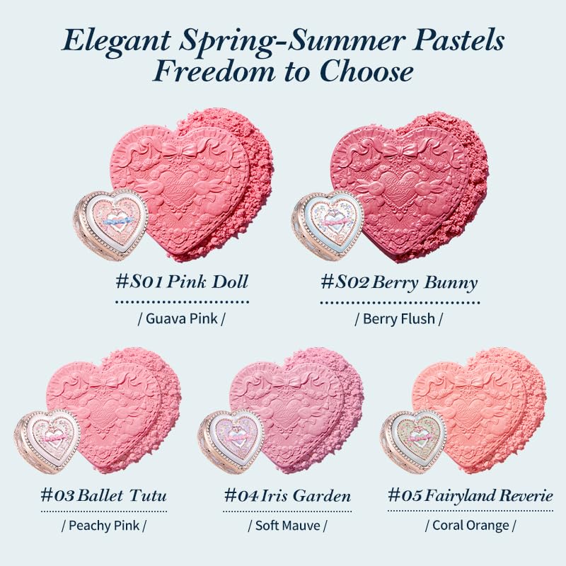 Flower Knows Bunny Garden Embossed Blush,Talc-Free Bright Pink Satin Powder Blush,Highly Pigmented,Buildable & Blendable Formula,Radiant Cheek Color for a Lively Glow,Gift-Worthy(S01 Pink Doll) - Image 4