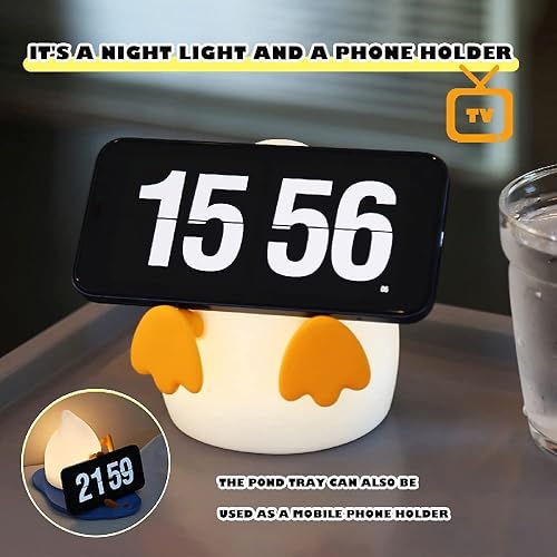 Miniatura 4 de Luz nocturna de pato de PP, bonita lámpara de noche de silicona recargable por USB, lámpara divertida con bandeja de estanque y accesorios para