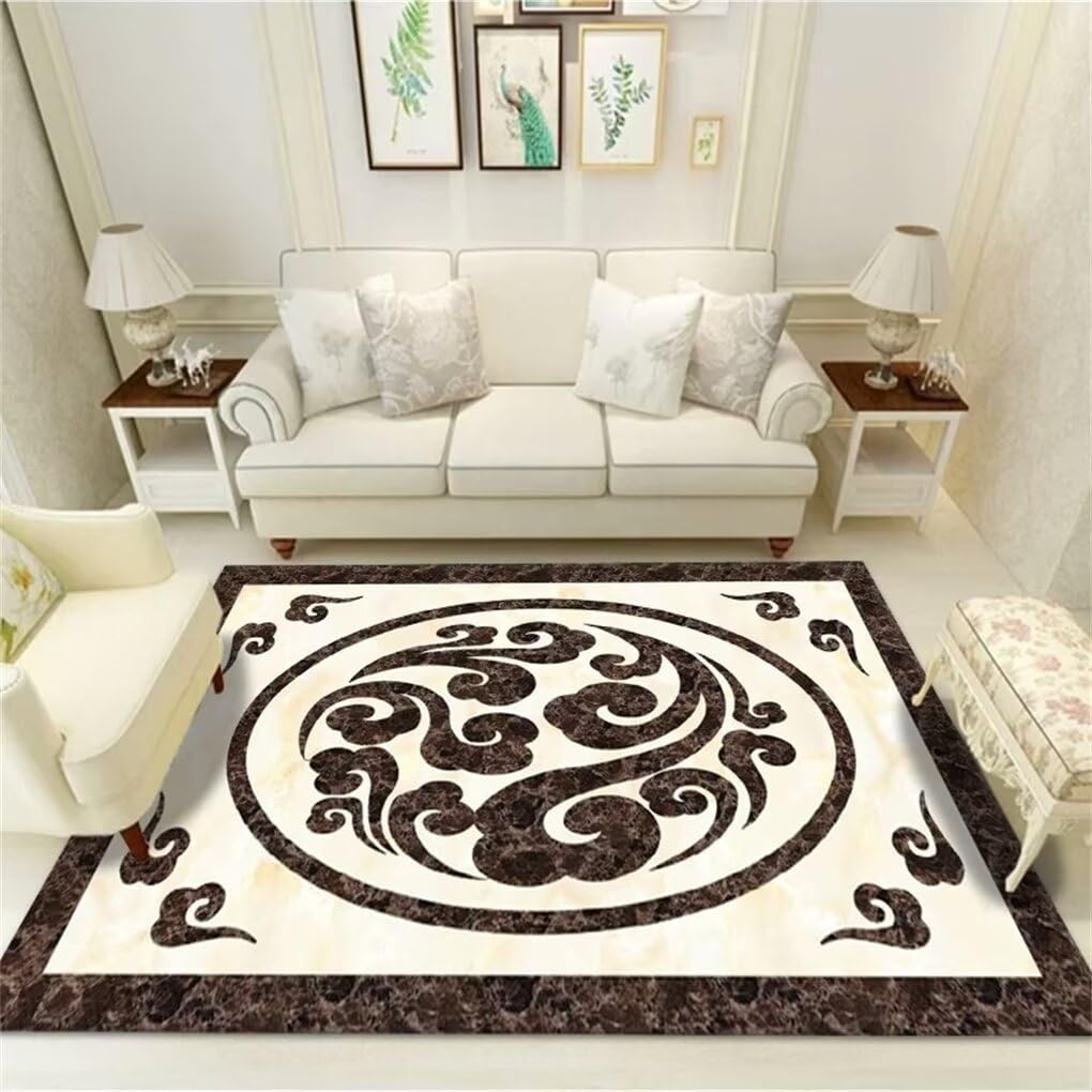 Tapis douillet et doux marron résistant aux jeux de bébé en salon
