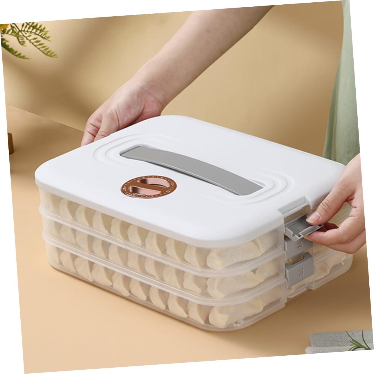 Gatuida Boîte à Raviolis Empilable 3 Couches Blanche En Plastique Alimentaire Résistant Boîte De Rangement Pour Réfrigérateur Et Congélateur Usage Domestique Transportable