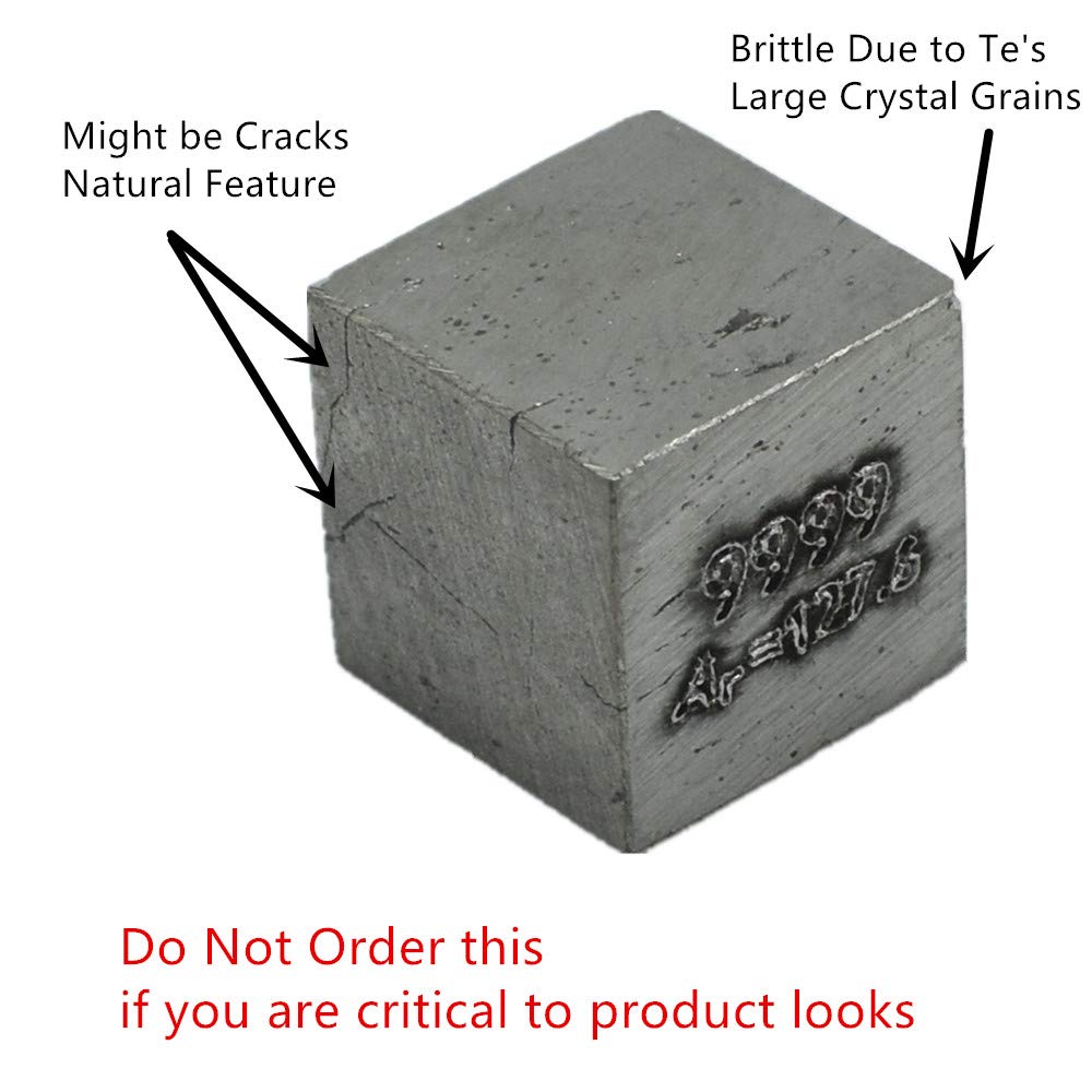 Tellurium Cube Te 99.99% Semi-Metal Element Cube Pure 10mm Density Cube for Element Collection Periodic Table Hunter, and More (0.39