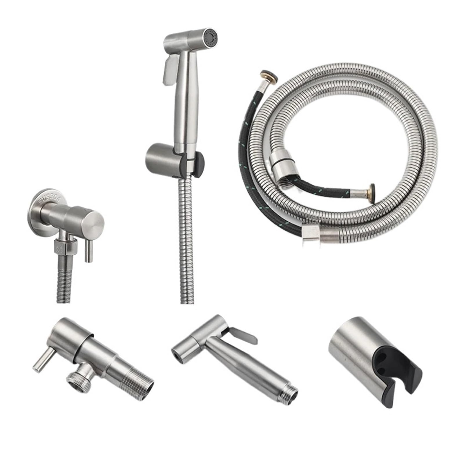 YTMJPQQJI 1 Pcs Bidet Faucet Stainless Steel Handheld Bidet Sprayer Set Toilet Sprayer Bidet Faucet Single Cold Water Faucet Telescopic Tube (Color : 1.2m Set)