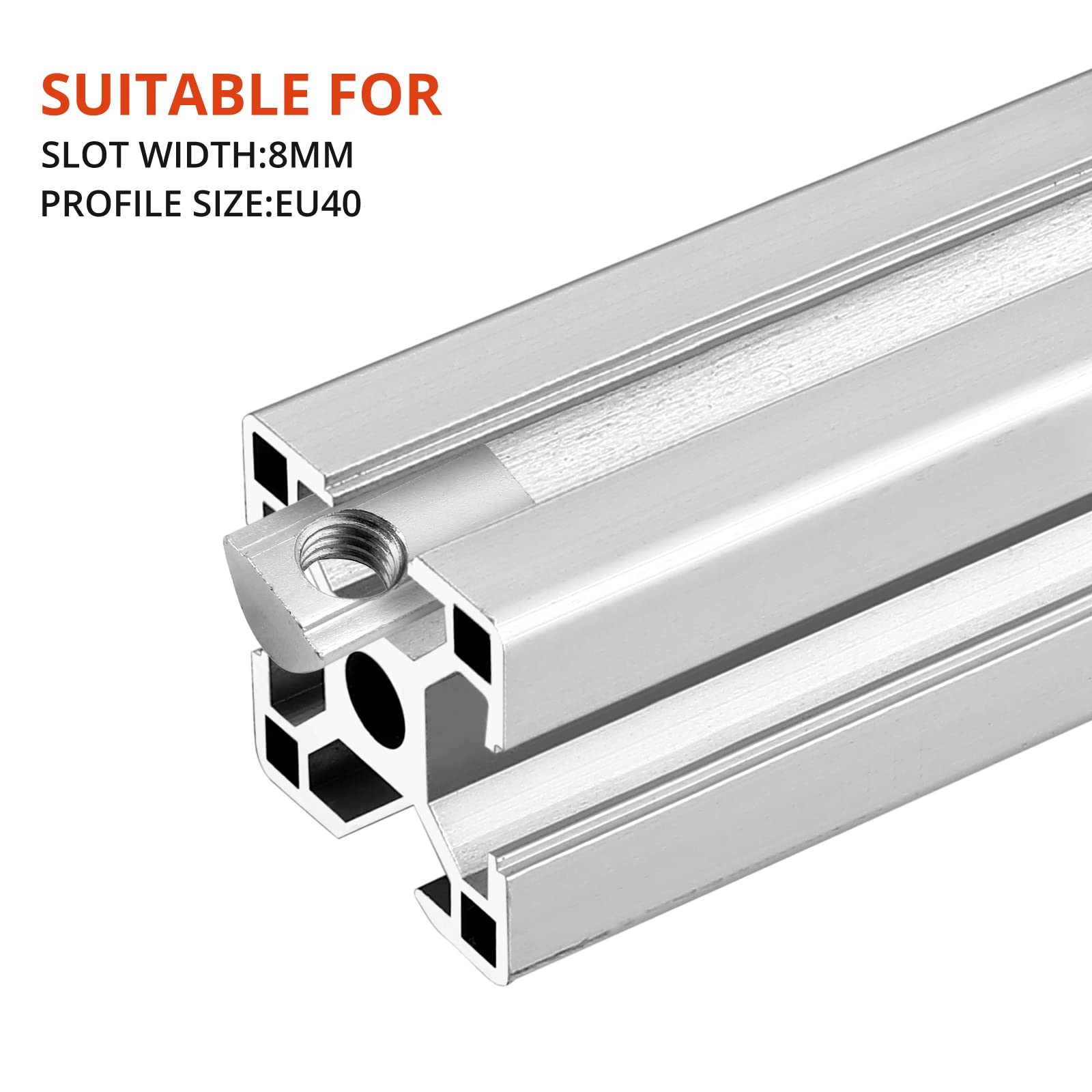 GETLITOOL 100x Nutensteine mit Zentrierung Kugel M8, Aluprofil 4040 Nut 8 Hammermutter, einschwenkbar Nutmuttern mit Kugel schwer Typ I, Stahl verzinkt für Euro-Standard 4040 4080 Aluminium Profilen
