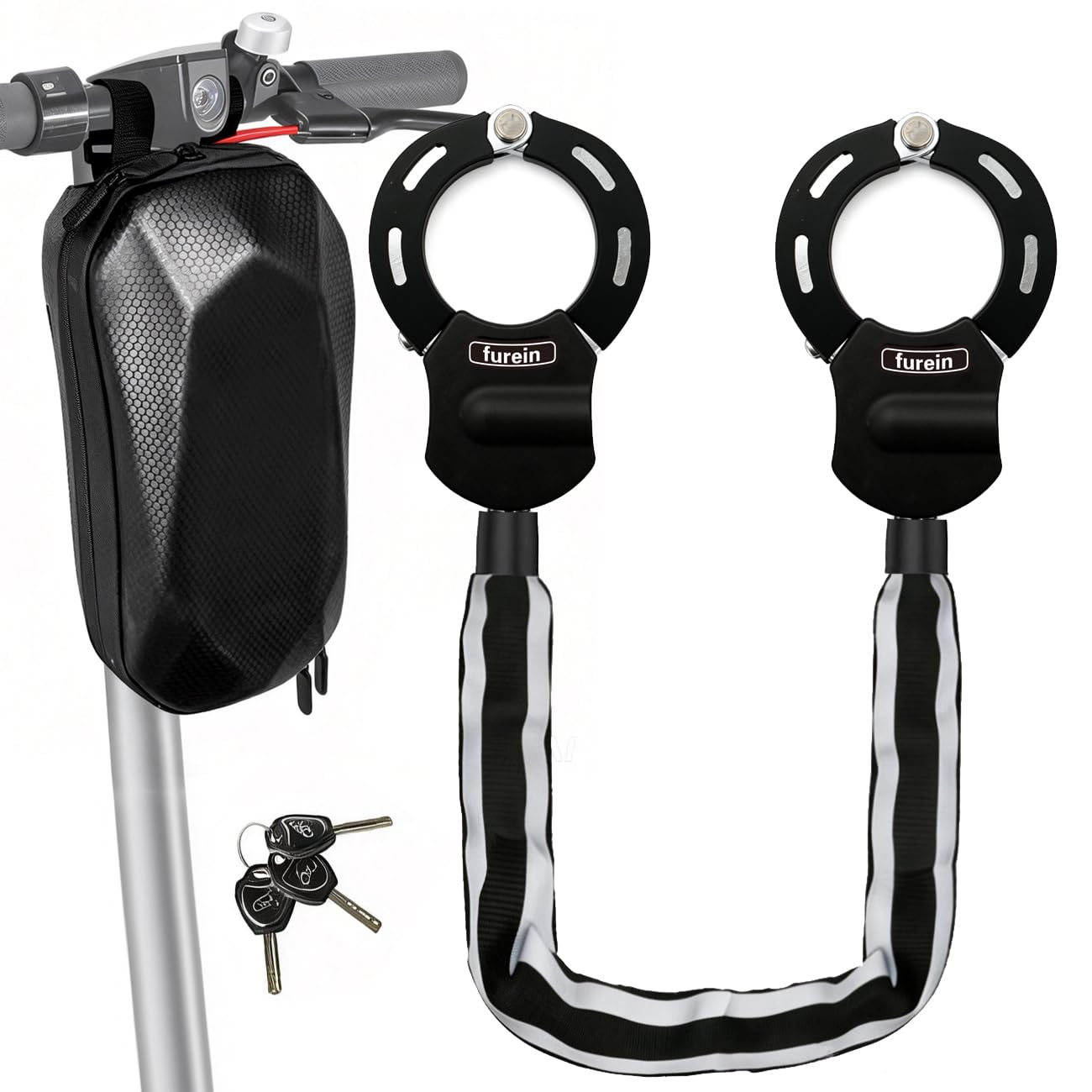 E Scooter Schloss | 8mm Dicke Kettenschloss | Fahrradschloss | E Roller Schloss Hohe Sicherheit | Handschellenschloss mit Tasche | Schlösser für Scooter Roller/Kinderwagen/E-Bike