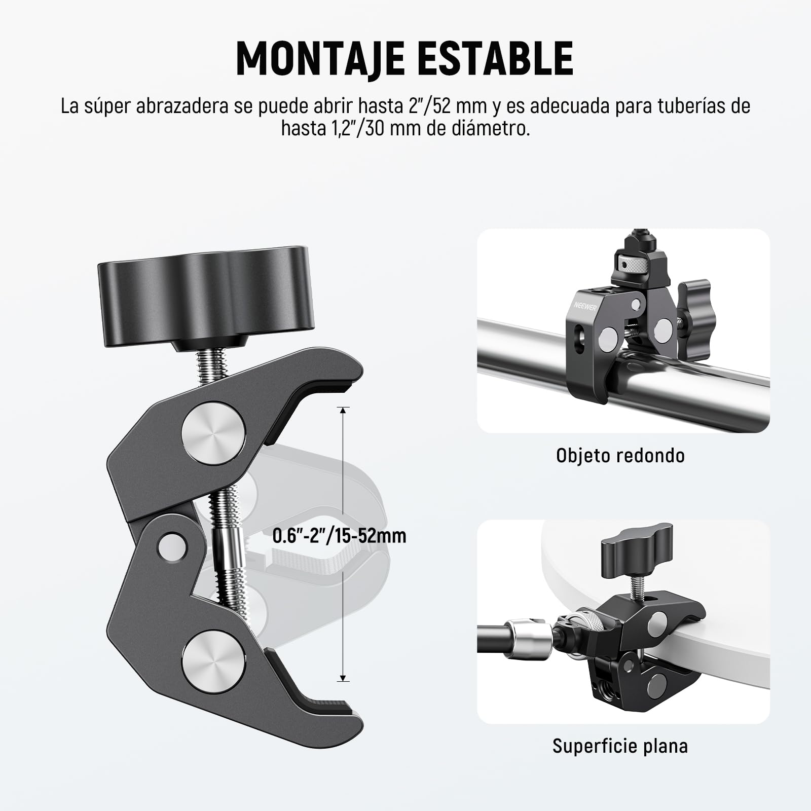 NEEWER 11" Magic Arm Clamp Mount Articulado con Super Clamp, Cámara Monitor Mount con 1/4" 3/8" ARRI Localización Pasador y Orificio para DSLR Cámara Acción Luz Compatible con SmallRig Jaula, ST16C