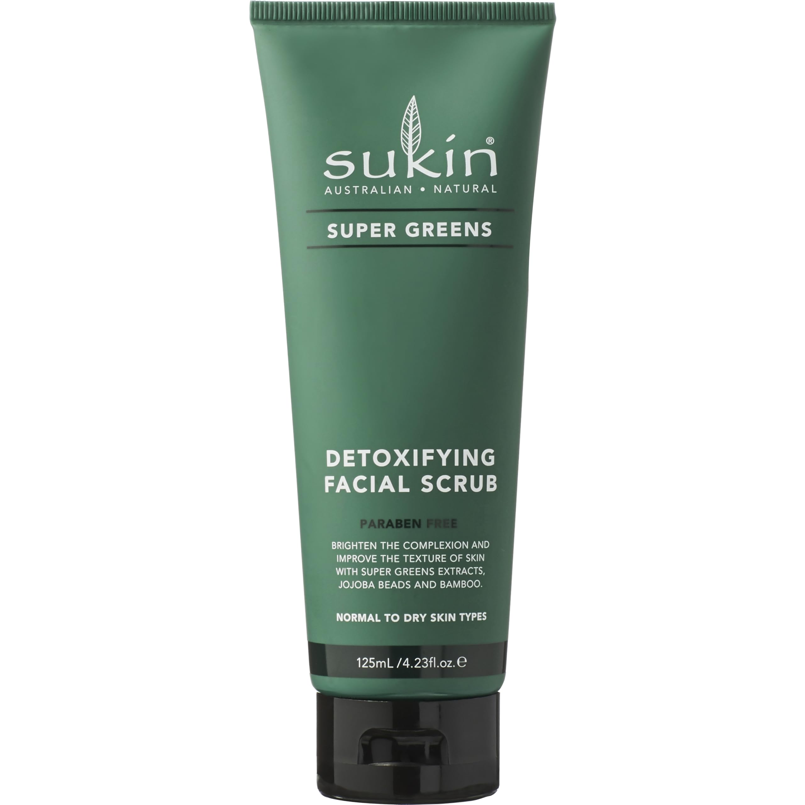 Sukin Super Greens Face Scrub 200g - with Kale, Spirulina & Pineapple; cruelty free & vegan friendly -polishes leaving the skin smooth and free of impurities.