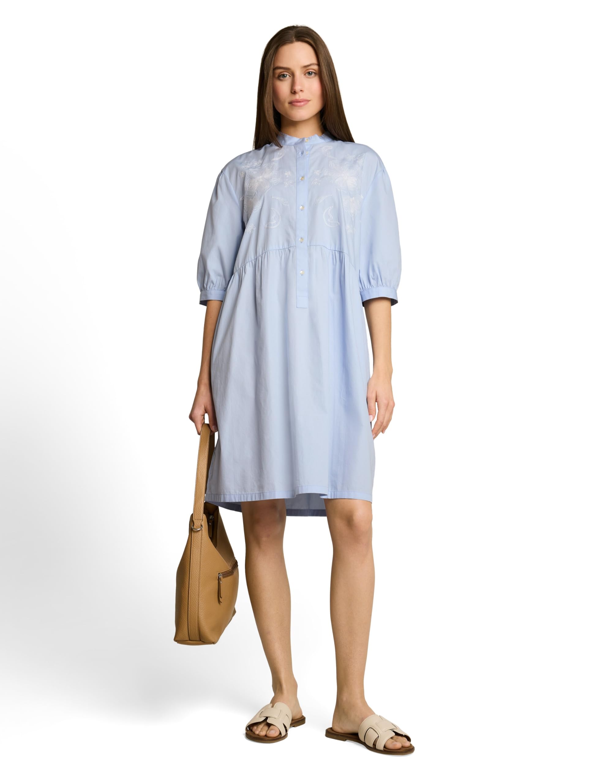 Tom Tailor Damen 1051253 Loose Fit Kleid mit Blumen-Stickerei