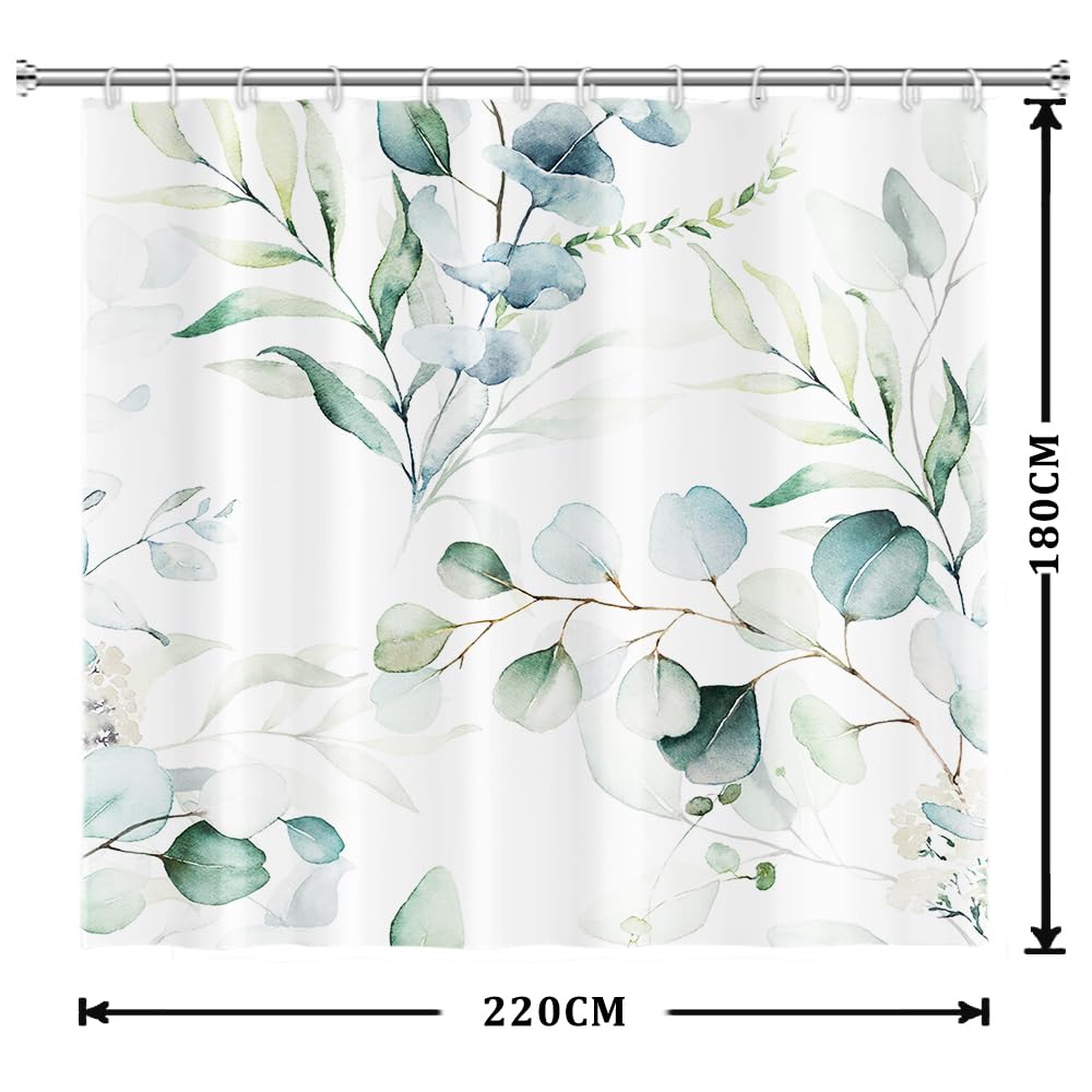 Uiiooazy Cortina de Ducha de Hoja Eucalipto, Cortinas de Ducha Verde Oro Abstracto Planta Cortinas de Baño Antimoho Impermeable Lavable Tejido de Poliéster Cortina Ducha con Ganchos 90x180cm — view 143