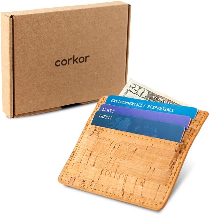 Corkor Cork Card Sleeve– Cork Wallet - Vegan Leather – Cruelty Free - Eco Friendly - Rustic