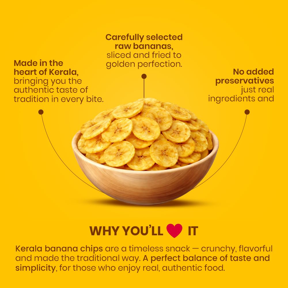 Kerala Thingz Madras Mixture + Butter Murukku (Each 150g Pack) + Tapioca Chips (80g) + Authentic Nendran Banana chips (80g) | Combo 460g | Traditional Kerala Snack | Premium, Crunchy & Healthy | No Palm Oil, No Preservatives, Gluten Free, No Added Sugar, No Artificial Colours 3