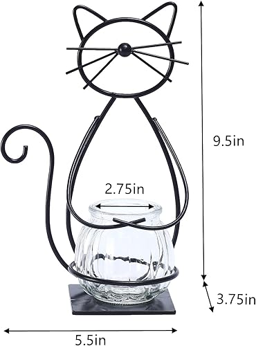 Miniatura 7 de WSgift Macetero de cristal de escritorio, moderno y creativo para plantas de gato, terrario, soporte de metal para plantas hidropónicas, hogar,