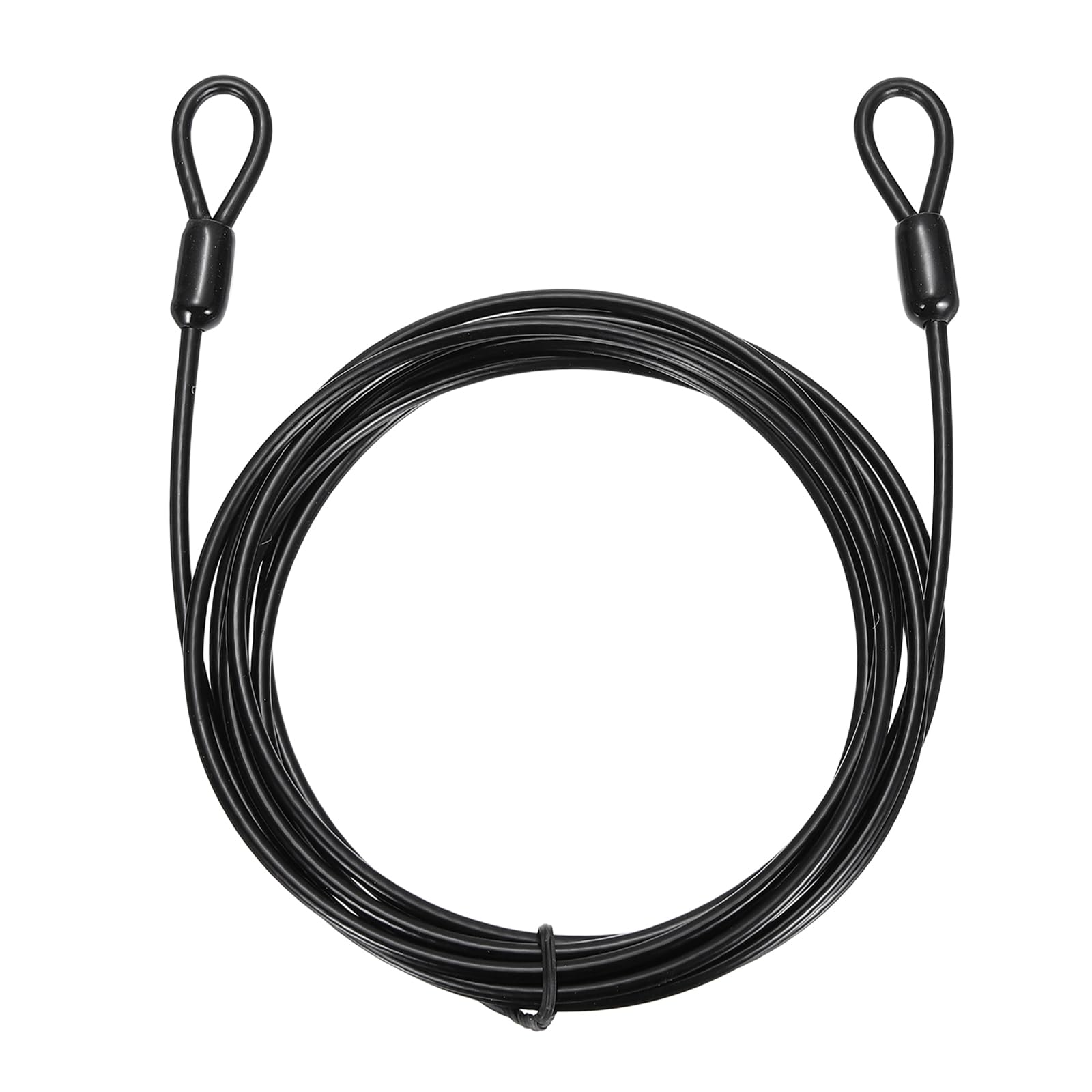 PATIKIL Security Cable Lock (1/8" Dia 8.2ft 110lb Load Capacity, Black) Vinyl Coated Stainless Steel Flexible Wire Rope Safety Cable Luggage Lock with Double Loops