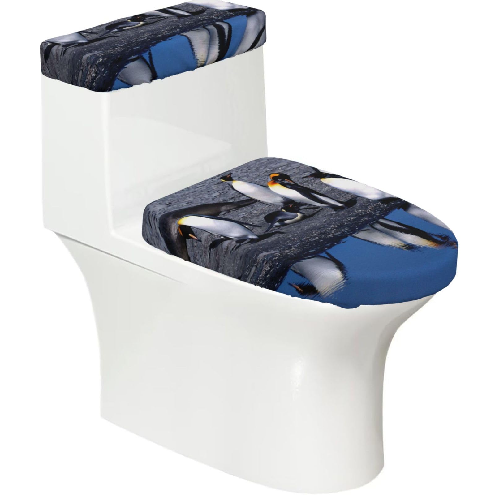 Pinguin,Wiederverwendbare WC-Deckelbezüge, 2er-Set, Staub- und spritzwassergeschützt für Badezimmer