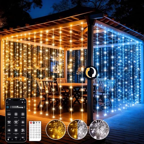 600LED Guirlande Lumineuse Rideau, 6m x 3m LED Rideau Lumineux Noël avec Télécommande et Application, 17 Modes, Étanche Guirlande Rideau Lumineuse pour...
