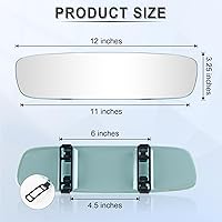 Vista 4 de LivTee Espejo retrovisor, espejo retrovisor panorámico de gran angular universal de 12 pulgadas (305 mm) convexo con marco delgado transparente