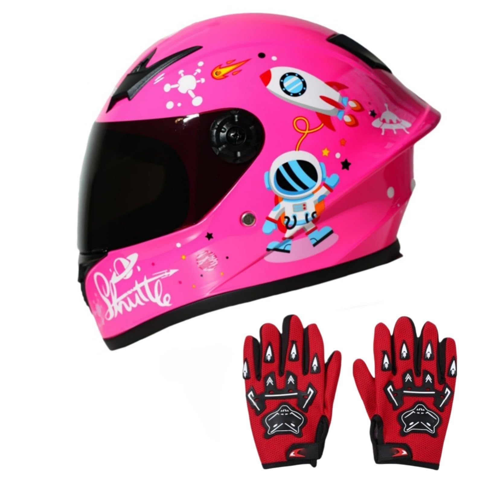 Kask dziecięcy z integralną twarzą, kask rowerowy dla chłopców i dziewcząt, kask motocyklowy z wizjerem, kask dziecięcy do jazdy na rowerze, motocyklu i skuterze 11,XL (53-54 cm)
