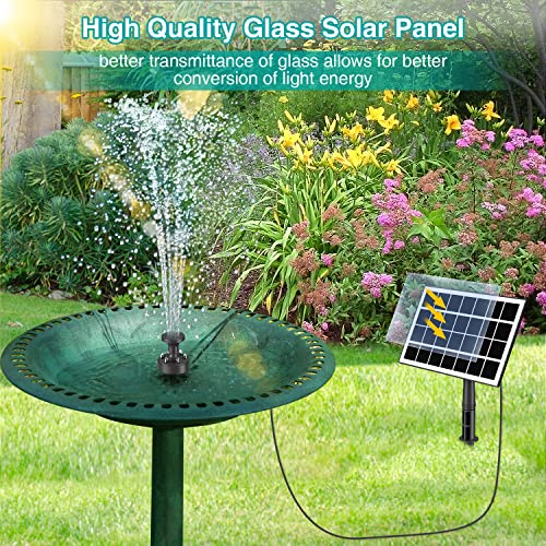 Szmp Solar Fountain Pump 2023 Upgraded 100% Glass Panel, 3.5W Solar Bird Bath Fountain With 7 Nozzle, 16.4Ft Power Cord, Colorful Light, Solar Water Fountain For Pond, Patio, Garden - Battery Included #TOP1