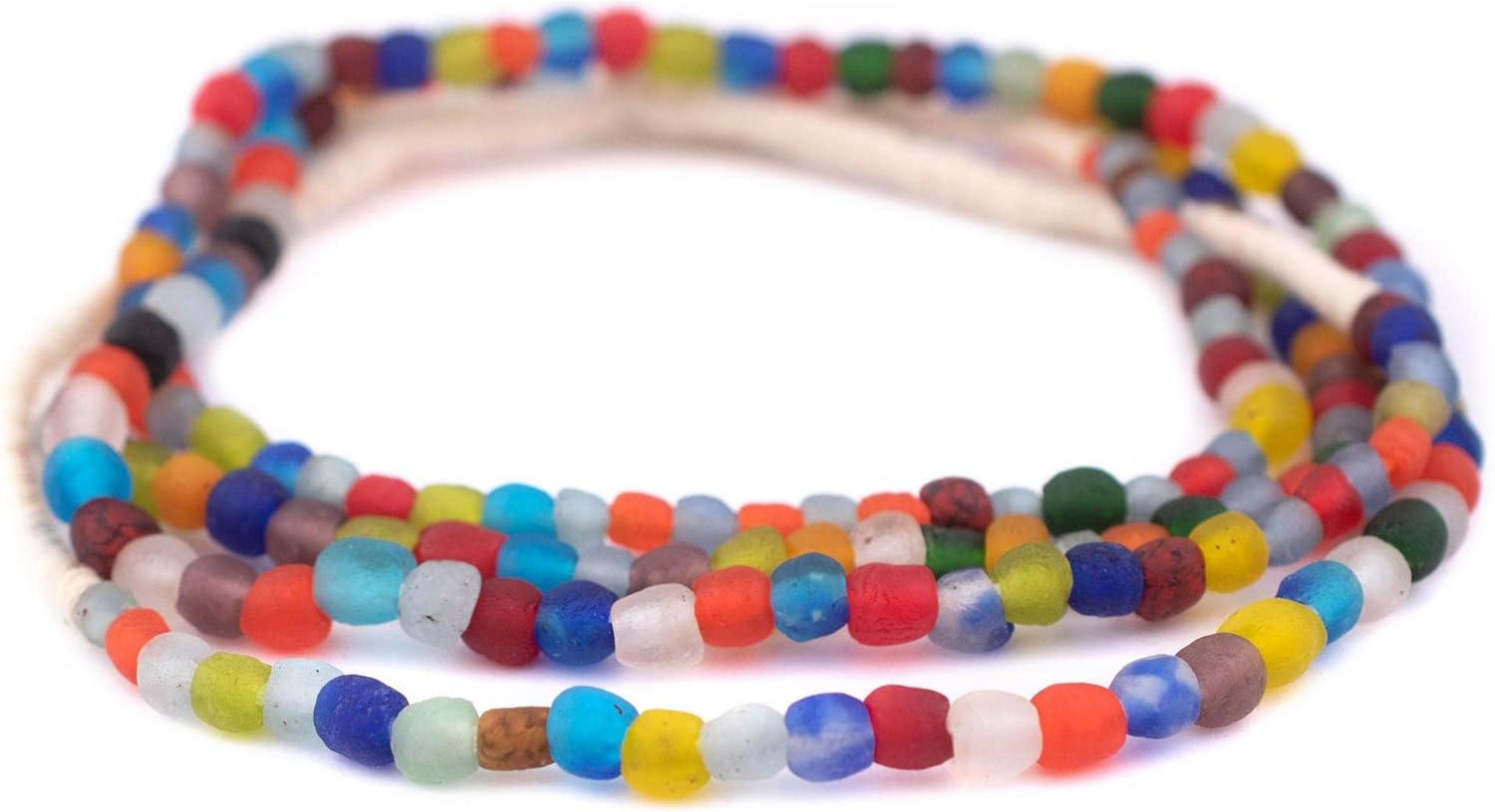 The Bead Chest African Recycled Glass Beads – Handmade in Ghana – Medley 7mm Strand for Jewelry Making, Crafts, and Home Decor I Approximately 85 Beads