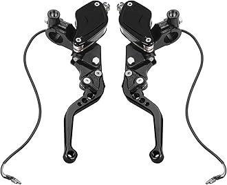 Motorcycle Brake Clutch Pump Lever with Dual Hydraulic Master Cylinder Reservoir Set 7/8" 22mm Piston Universal CNC Compatible with Honda Yamaha Kawasaki Suzuki (Black)