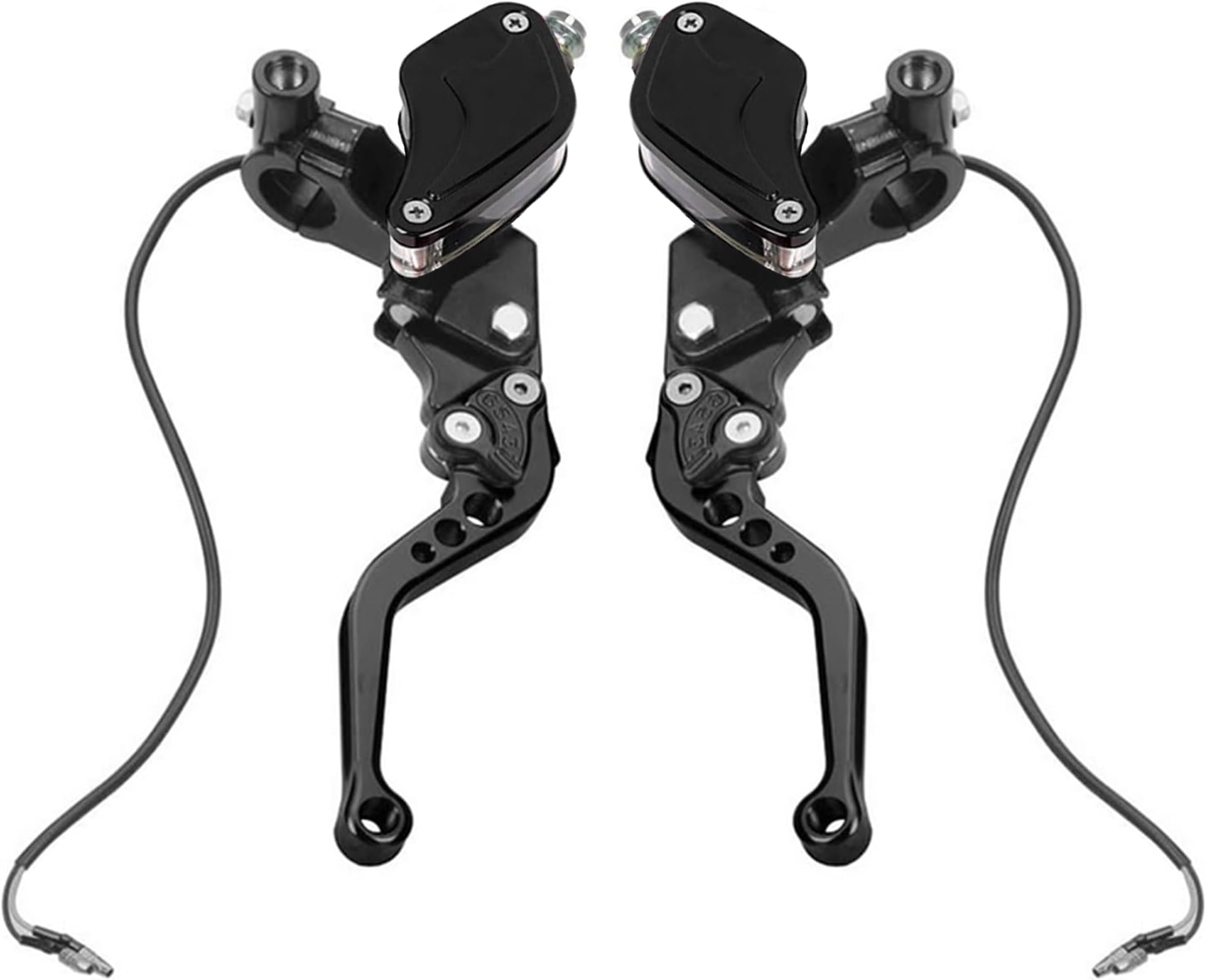 Motorcycle Brake Clutch Pump Lever with Dual Hydraulic Master Cylinder Reservoir Set 7/8" 22mm Piston Universal CNC Compatible with Honda Yamaha Kawasaki Suzuki (Black)