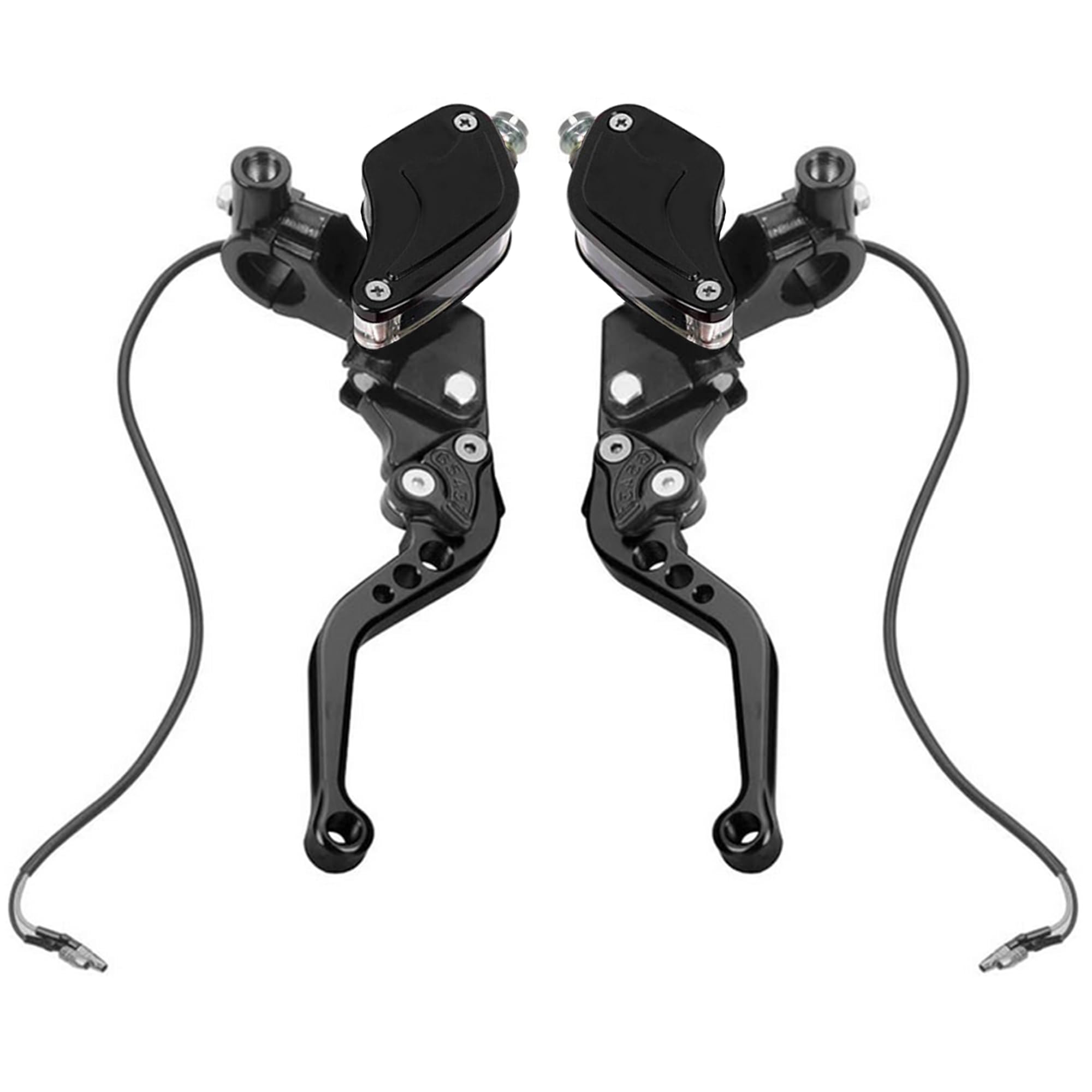 Motorcycle Brake Clutch Pump Lever with Dual Hydraulic Master Cylinder Reservoir Set 7/8" 22mm Piston Universal CNC Compatible with Honda Yamaha Kawasaki Suzuki (Black)