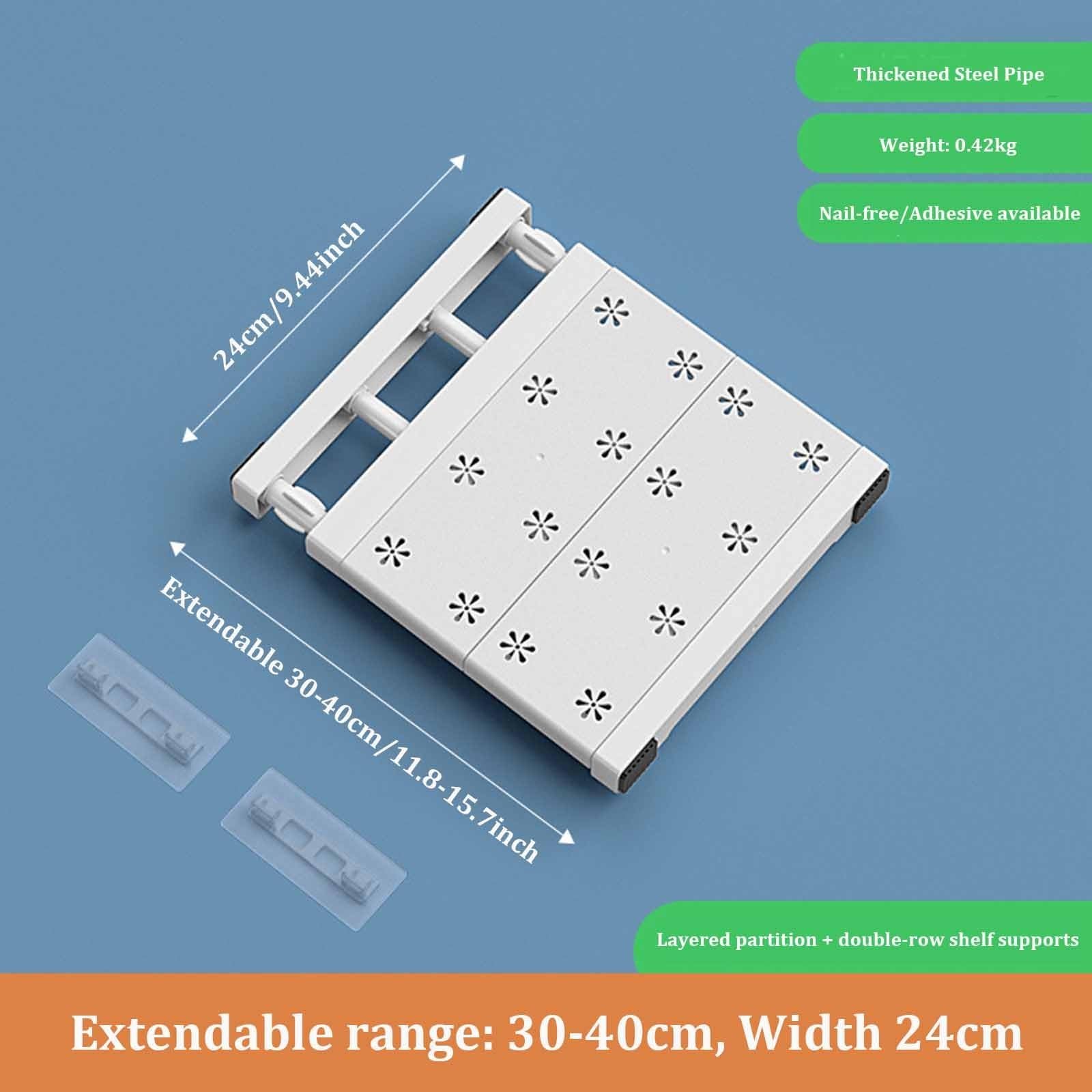 Estante extensible ajustable para armario, para dormitorios, baños y armarios, separador de armarios (ancho 24 cm de largo y 30 a 40 cm, 4 unidades)