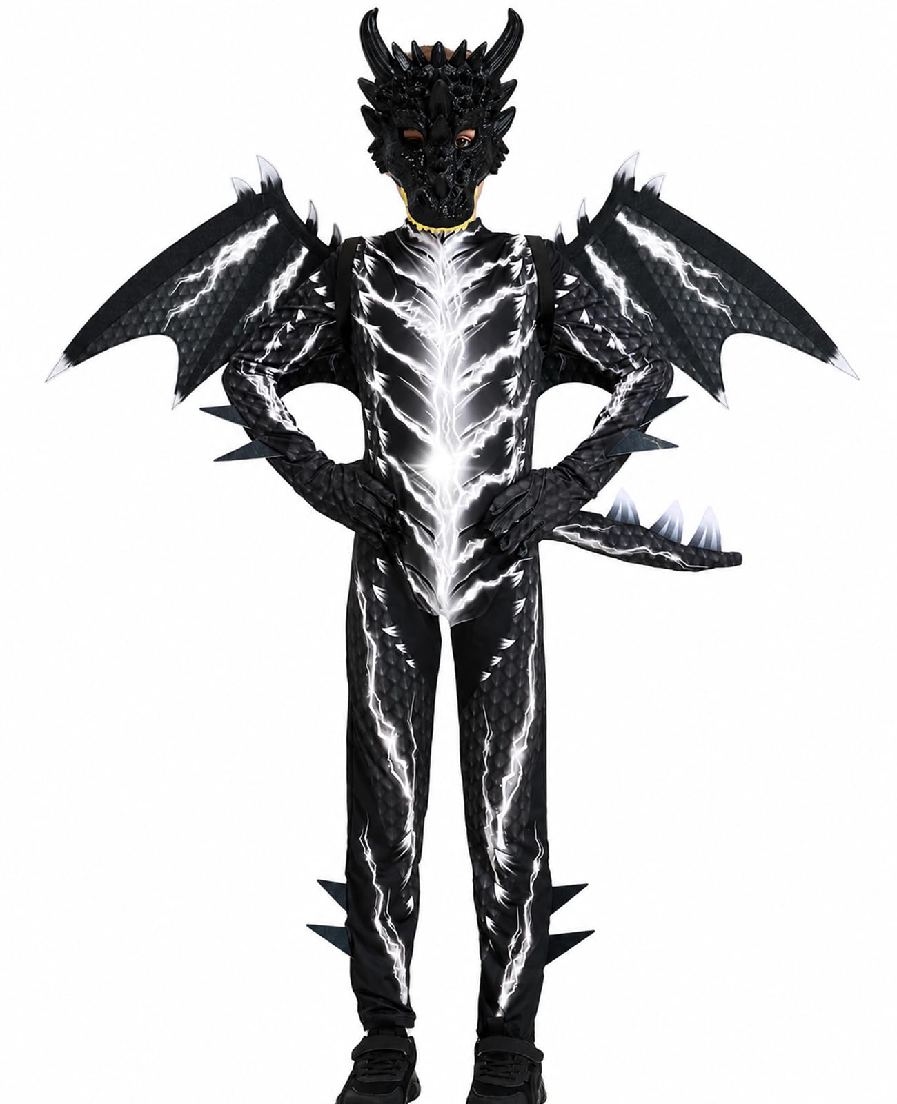 Dragon Costume Kids with Lightning Wings Mask Boys for Halloween