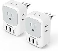 Vista 1 de Adaptador de enchufe de viaje para Italia, paquete de 2, adaptador de corriente TESSAN Italia con 4 tomacorrientes, 3 cargadores USB