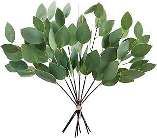 Greentime 8 Pack Artificial Greenery Stems 13 Inches Faux Eucalyptus Leaves Stems for Vase Bridal Wedding Bouquet Table Ce...