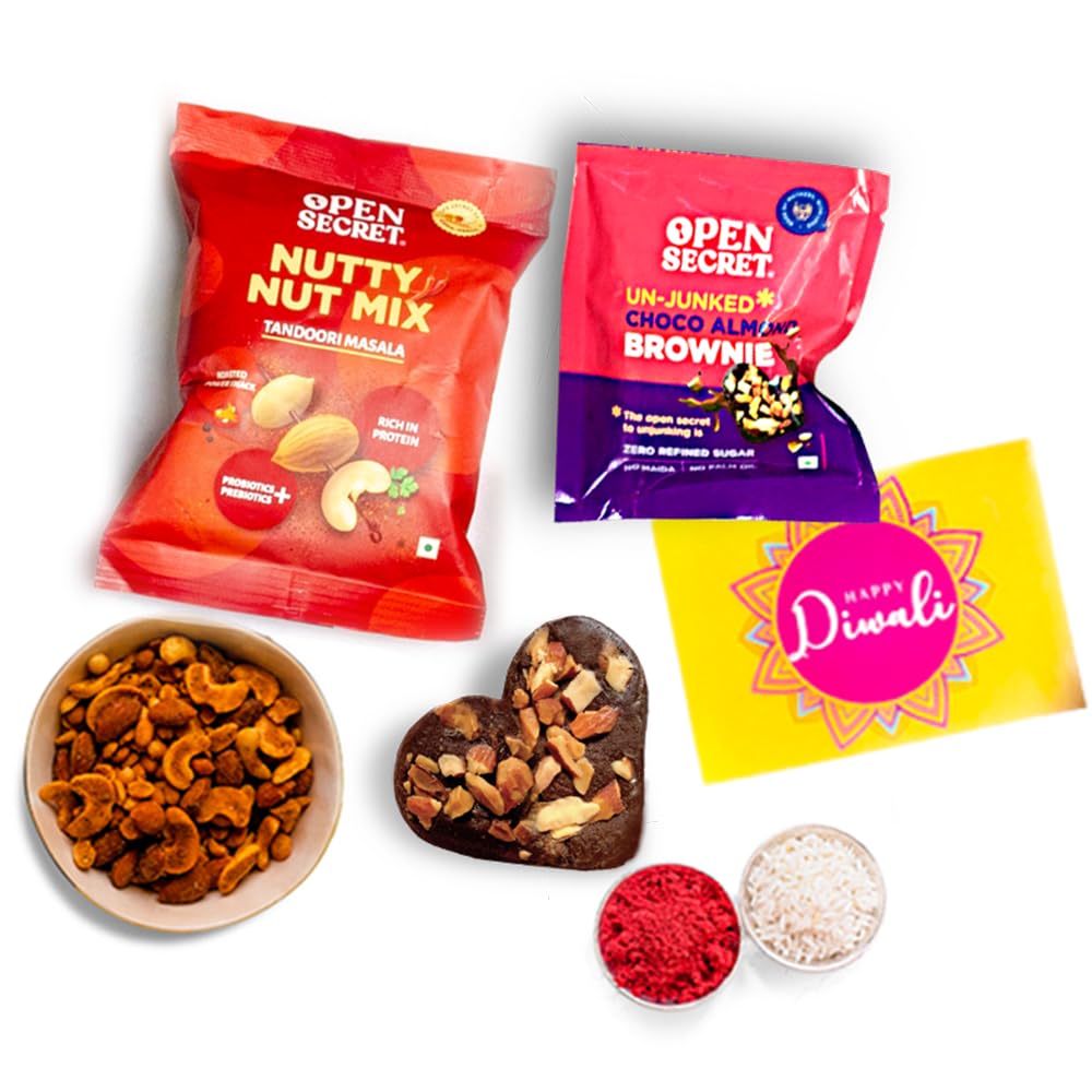 Open Secret Christmas & New Year Gift Hamper: 4 Items Combo - Festive Card, Brownies, Tandoori Mix Nuts | Premium Gift Hamper for Corporate, Family, Friends | X-mas and New Year Gift Box with Chocolate Brownie, Dry Fruit and Nuts (B0CHVQVK2H) Amazon Price History, Amazon Price Tracker