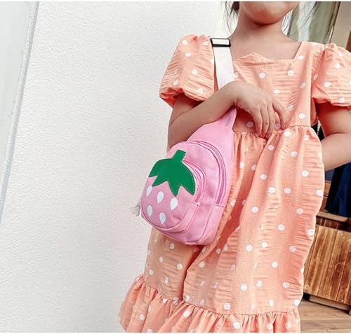 Hiflyer Pink Strawberry Sling Backpack, Small Backpack For Girls, Kawaii Bag, Lightweight Canvas thumb #1