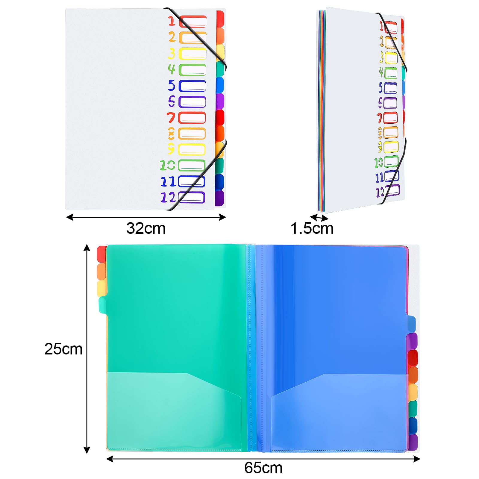 Organizador Documentos Oficina Carpeta Clasificadora A4 VIQWYIC - 12 Compartimentos Rosa Carpeta Con Goma Elástica