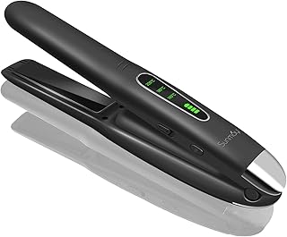 SUNMAY Voga Plancha Pelo Inalambrica 2 en 1, Plancha de Pelo y Rizador de Titanio Portátil, Mini Plancha Pelo Viaje USB 5000 mAh, 3 Niveles de Temperatura, Calentamiento Rápido (Negro)