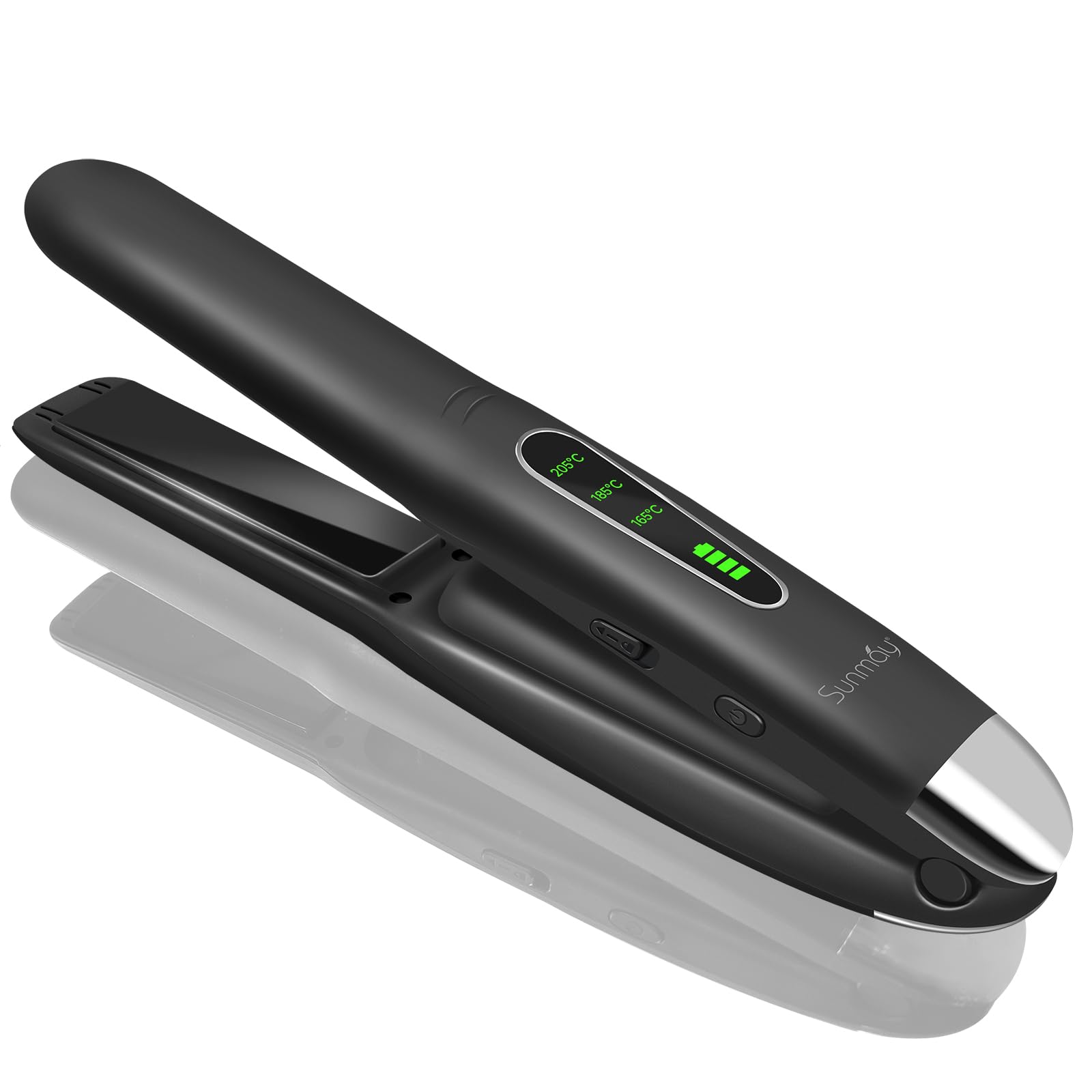 SUNMAY Voga Plancha Pelo Inalambrica 2 en 1, Rizador de Titanio Portátil, Mini Plancha Viaje USB 5000 mAh, 3 Temperaturas, Calentamiento Rápido Negro