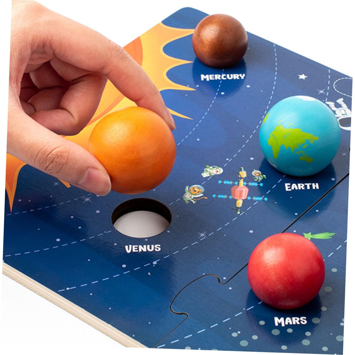 Juguete Educativo de Madera de Ocho Planetas para Niños, Rompecabezas