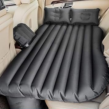 Oshotto Car Bed with 2 Air Pillows Inflatable Car Air Mattress for Back Seat with Air Pump & Repair Patch Universal Fit Travel Sleeping Bed, Portable Air Couch for Car, SUV, Truck Black