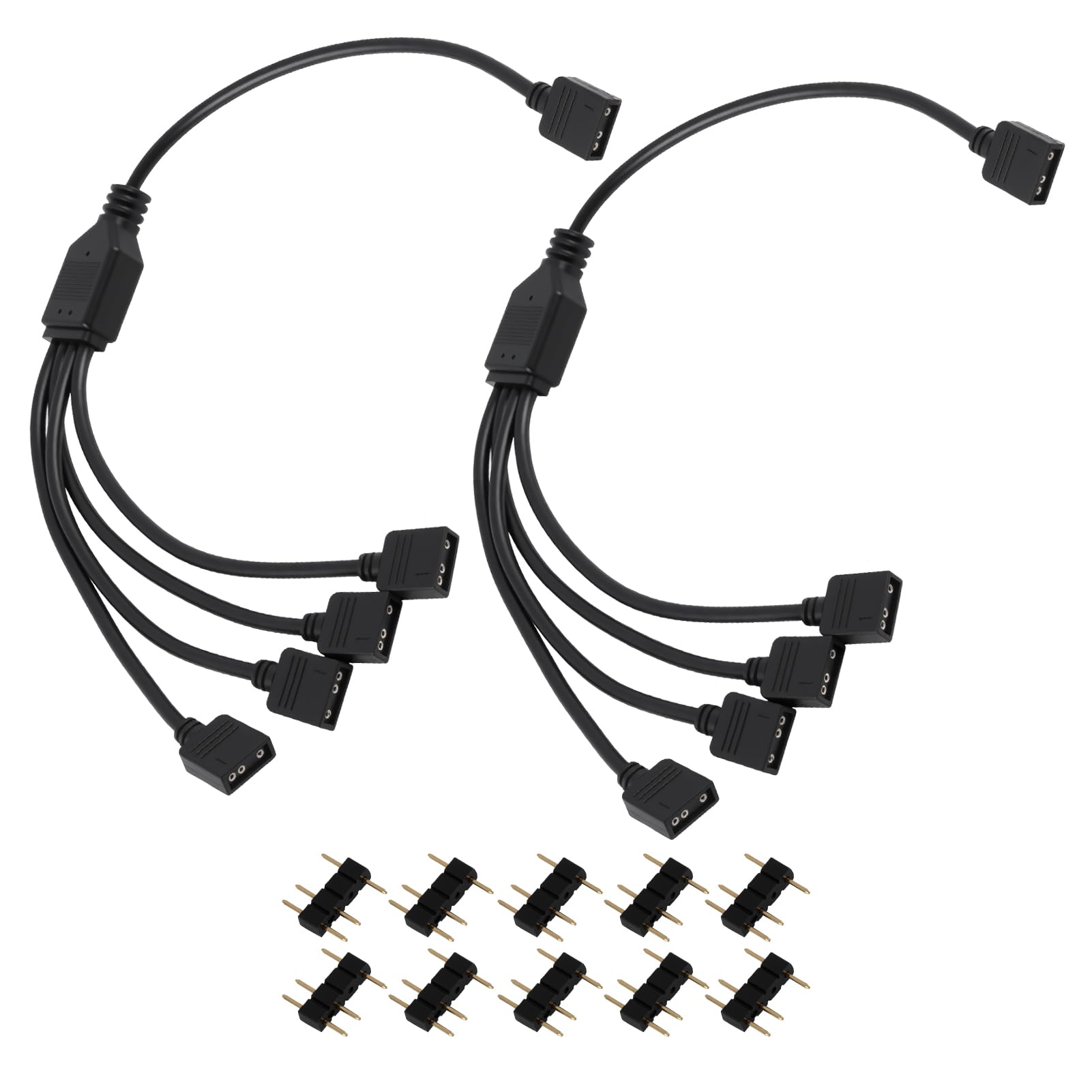 2 Pièces Câble Répartiteur ARGB 5V 3 Pin 1 vers 4, 30 cm Hub ARGB Adaptateur RGB, Connecteurs Mâles, Compatible Cartes Mères ASUS MSI Gigabyte, Extension pour Ventilateurs LED Adressables et Bandes