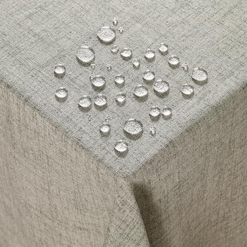 Deconovo Mantel Mesa Rectangular Impermeable Lavable Antimanchas Decorativo para Casa Comedor Cocina, Aspecto Lino, 130x160cm, Gris Claro, 1 Pieza