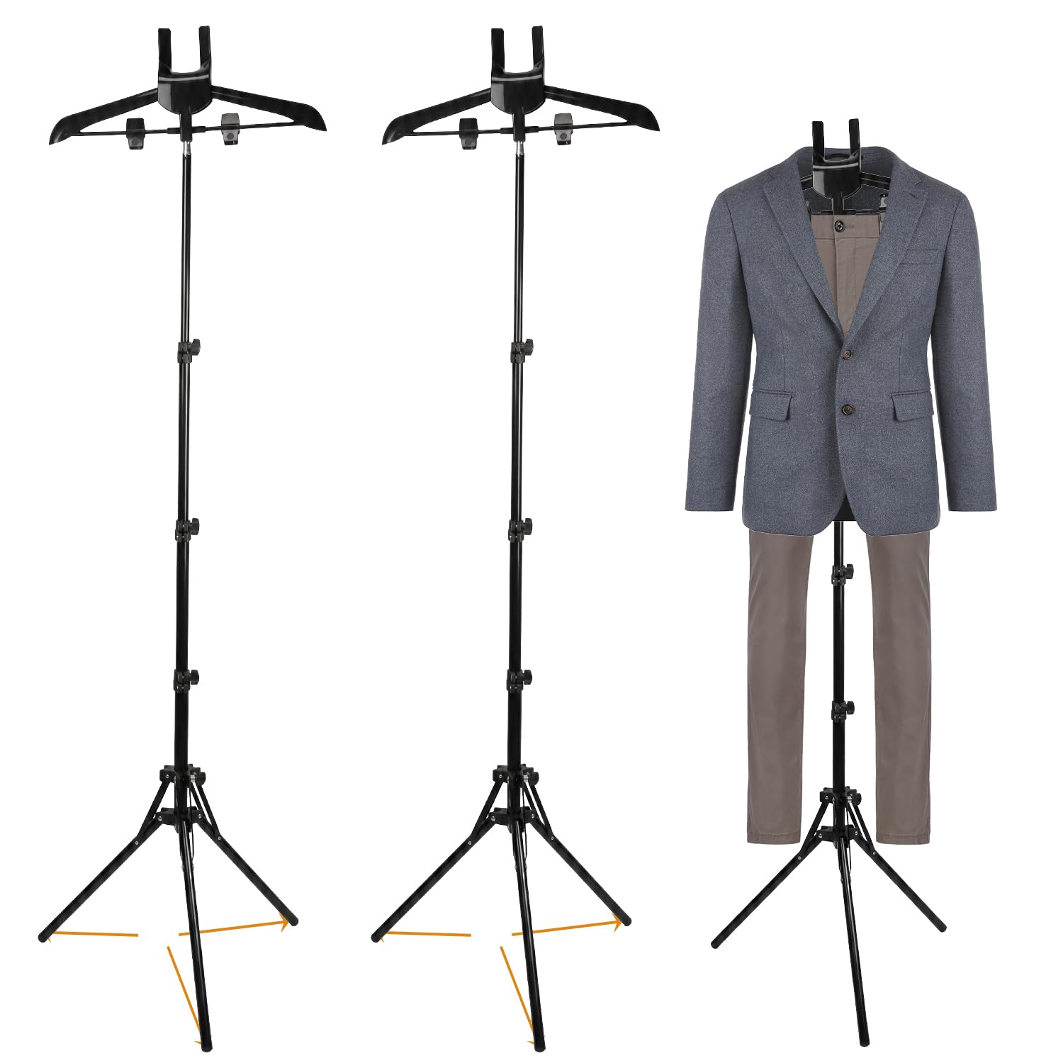 TOEVE 2 Pack Adjustable Shirt Display Stand,86.3-169.7cm T Shirt Display for Adult, Portable Hanging Clothes Display, Hanger Rack for Retail, Boutique, Vendors, Trade Shows, Store, Events